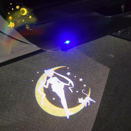 水冰月月野兔美少女战士魔法阵汽车载氛围灯充电迎宾灯车门投影灯